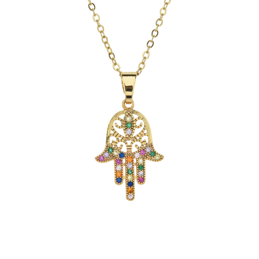 Rainbow hamsa 🪬 necklace