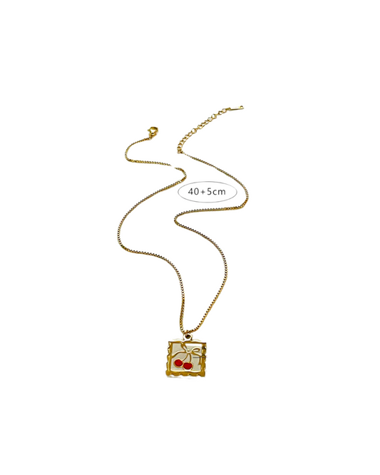 Cherry square necklace