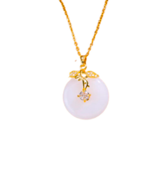White jade donut necklace